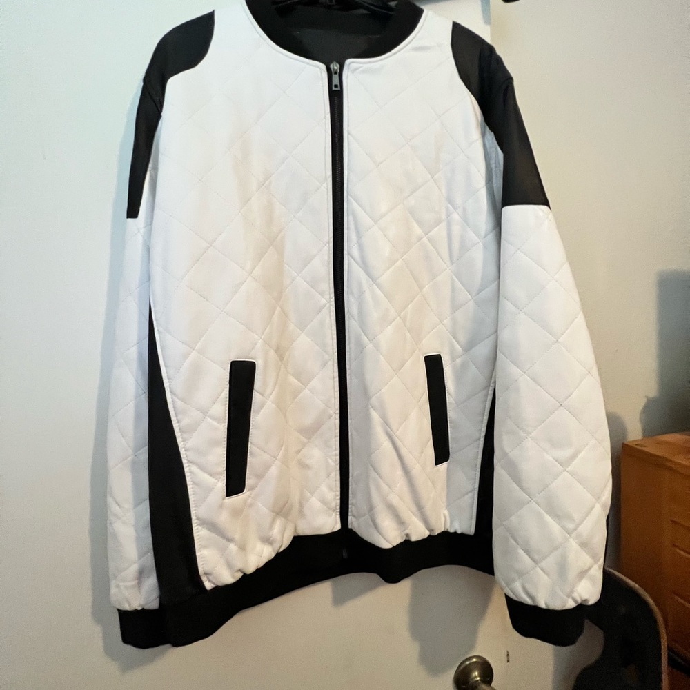 Zip up leather jacket